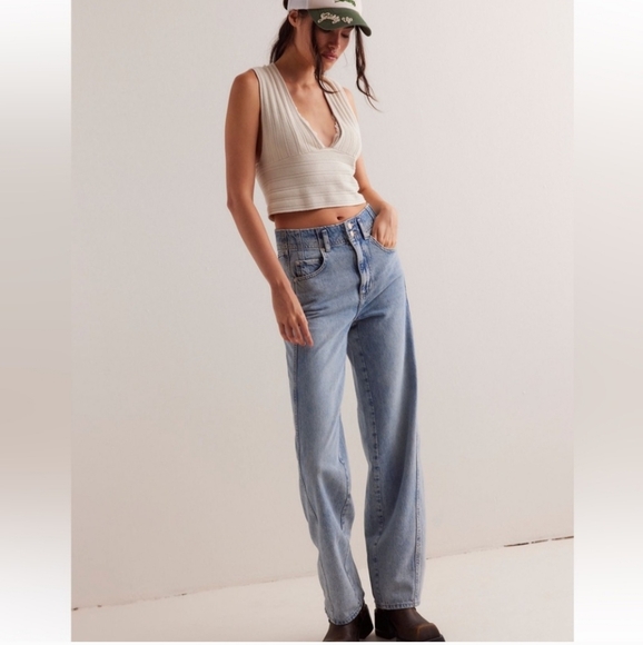 Free People Denim - FREE PEOPLE Aster High Rise Straight Leg Jeans in Slate 28 NWT